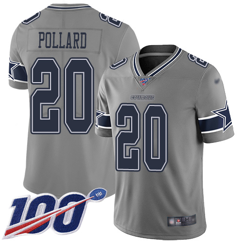 Men Dallas Cowboys Limited Gray Tony Pollard #20 100th Season Inverted Legend NFL Jersey->youth nfl jersey->Youth Jersey